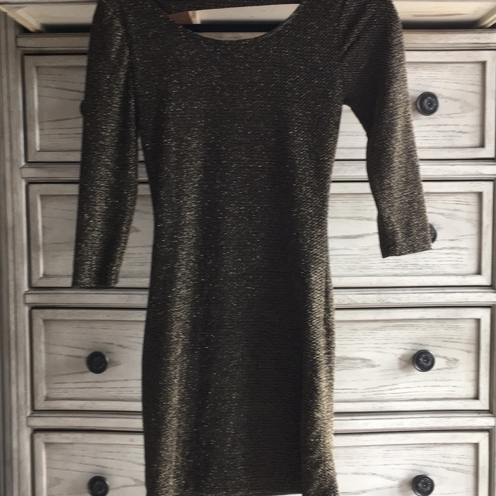 Green Gold cocktail dress open back